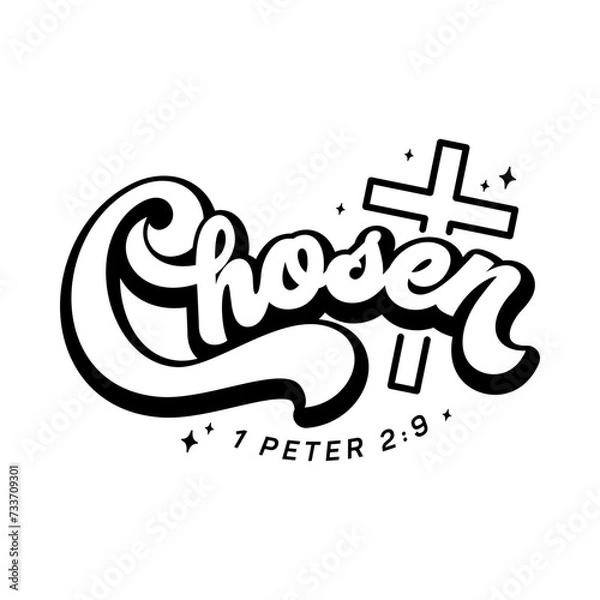 Obraz Chosen, Christian typography for crafting and DIY Gift, Typo for print or use as poster, card, flyer or T Shirt