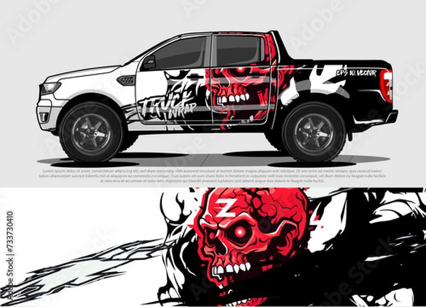 Obraz car livery design vector. abstract race style background with Zombie concept for vehicle vinyl sticker wrap