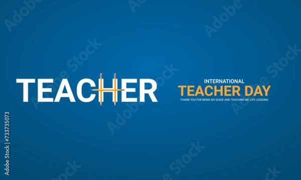 Fototapeta Happy Teachers Day. Creative  Design for banner poster, 3D Illustration