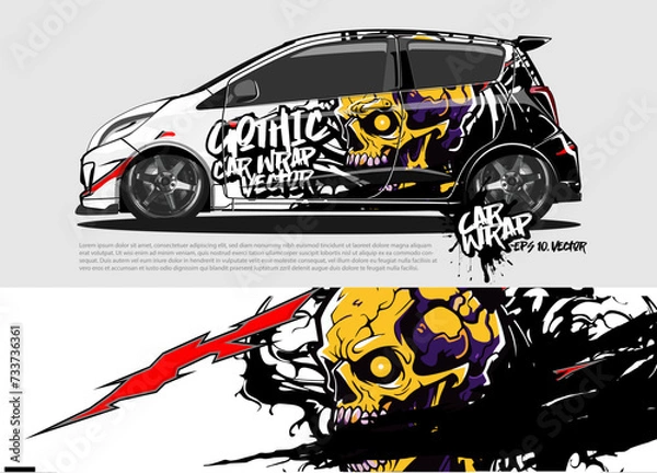 Obraz car livery design vector. abstract race style background with Zombie concept for vehicle vinyl sticker wrap