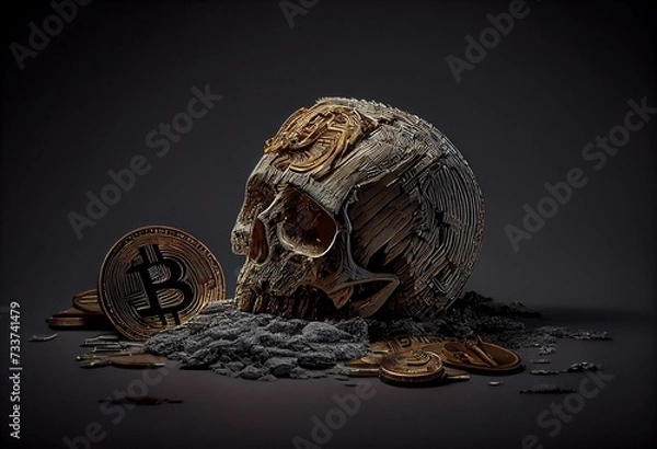 Fototapeta Death of Bitcoin. Generative AI