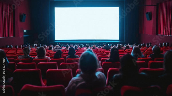 Obraz Cinema auditorium with seats and blank screen for your text