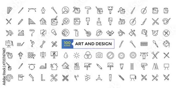 Fototapeta Art and design icon set simple line art style icons pack. Vector illustration