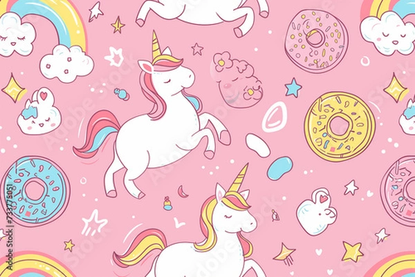 Obraz cute unicorn on pink background
