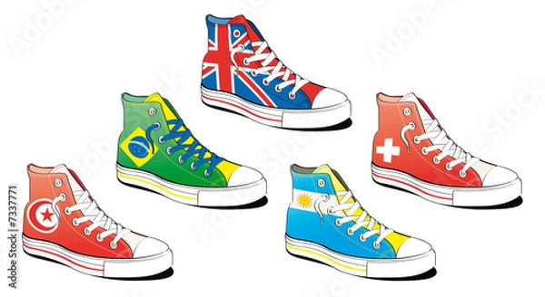 Obraz shoes with flag isolated on white background