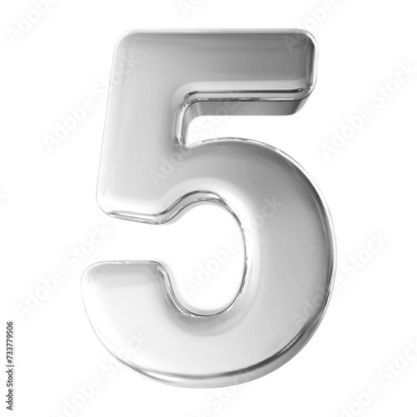 Fototapeta 5 number gradient silver 3d render