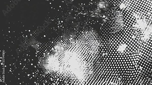 Fototapeta Distressed pin dots texture black and white