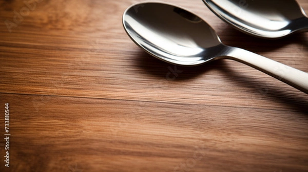 Obraz テーブルの上にあるスプーン
