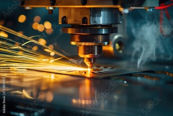 Fototapeta High precision CNC laser cutting milling machine