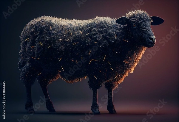 Fototapeta black sheep illustration, generative ai