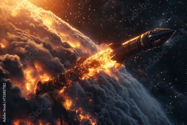 Fototapeta Rocket in Space fire