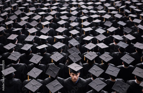 Obraz Man looking back at college graduation