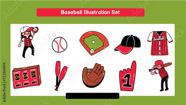 Fototapeta Baseball Illustration Set