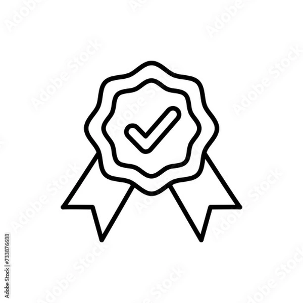 Fototapeta Verified badge outline icons, minimalist vector illustration ,simple transparent graphic element .Isolated on white background