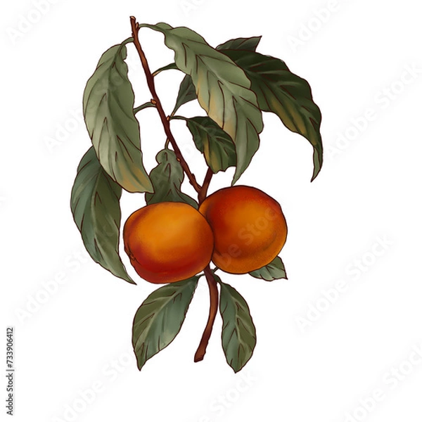 Obraz illustration drawing two apples on a branch