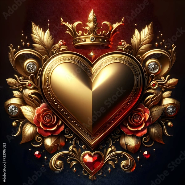 Fototapeta Heart shape design with 3d render and beautiful effect