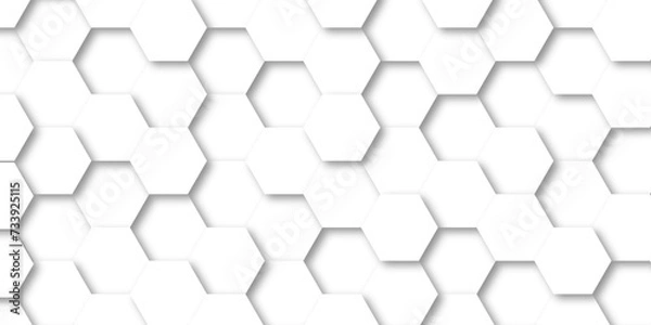 Fototapeta Abstract modern Background with white lines 3d Hexagonal structure futuristic white background and Embossed Hexagon , honeycomb white Background ,light and shadow ,Vector.