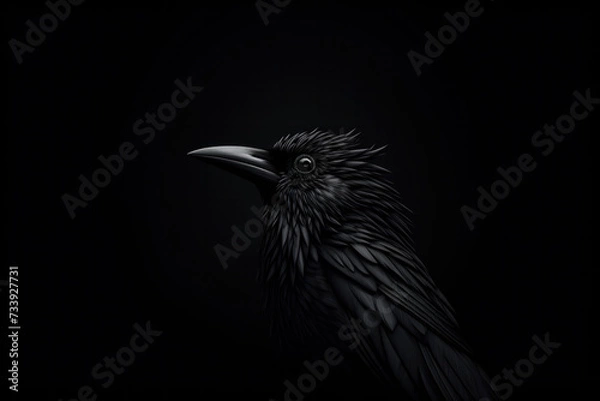 Obraz Black Bird Perched on Black Table