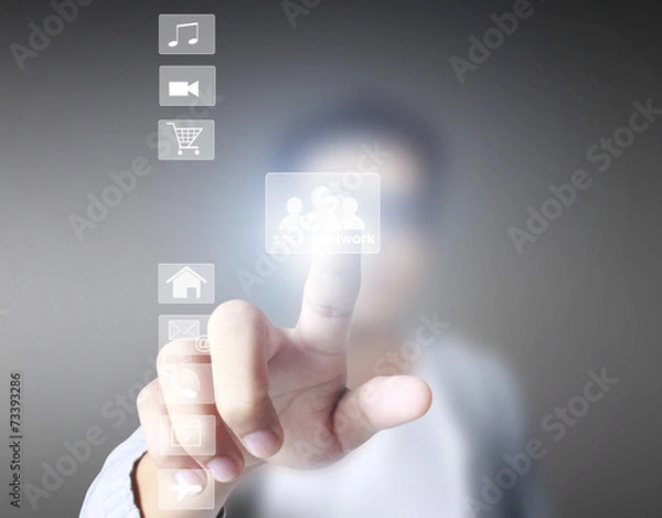 Fototapeta social network structure in  hand