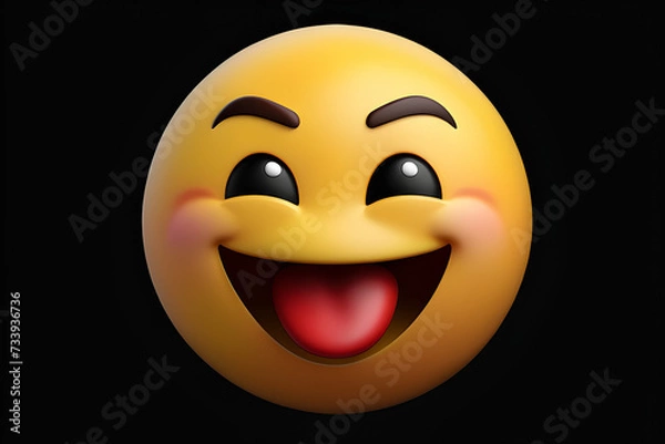 Fototapeta happy emoji isolated on a black background 