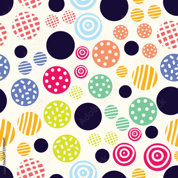 Fototapeta Seamless pattern, polka dot fabric, wallpaper, vector. Cheerful polka dot vector seamless pattern. Can be used in textile industry, paper, background, scrapbooking.