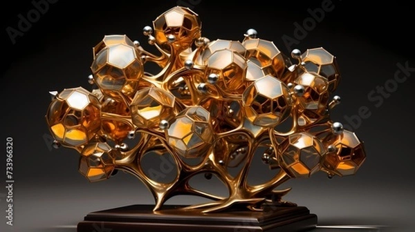 Fototapeta A polyhedron cluster forming an intricate geometric sculpture --ar 16:9 --v 5.2 --s 750** - Image #4 @maliktanveer