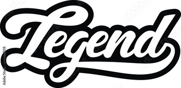 Obraz legend word in calligraphic fonts in black over white, generative ai