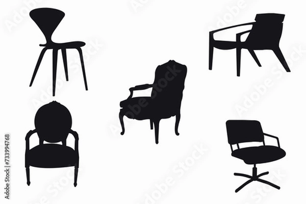 Fototapeta chair silhouettes vector Set