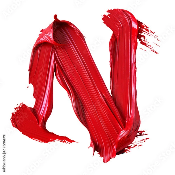 Fototapeta N in the style of red paint smooth and red, PNG image, transparent background.
