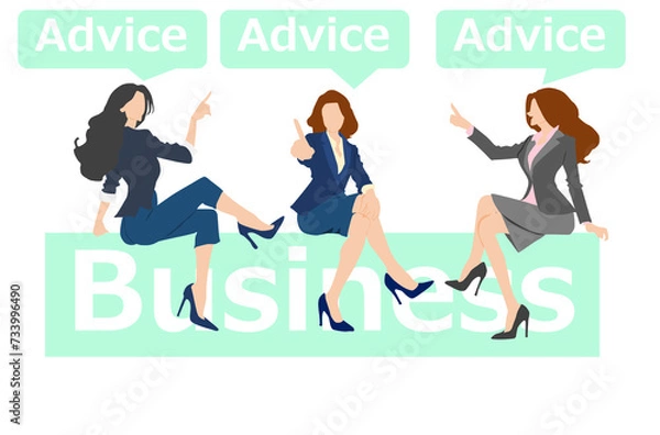 Fototapeta アドバイスをする女性たちのイラスト