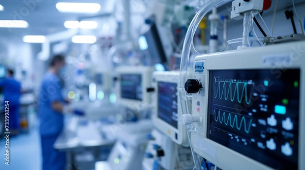 Fototapeta Biomedical engineers testing medical equipment in a lab