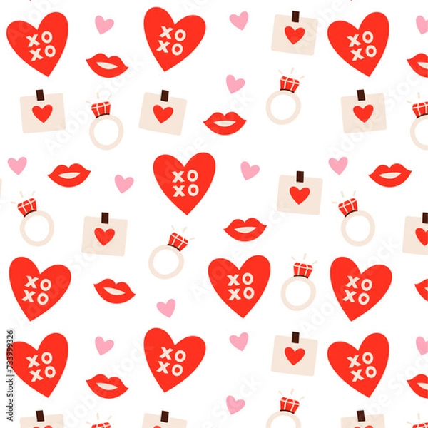 Fototapeta Cute pattern for valentine's day holiday, seamless vector pattern