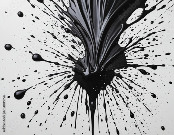 Fototapeta Black ink splatter on transparent background in English