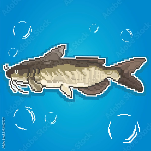 Obraz Catfish Pixel Art,Fishing Fish,River Fish vector,Fish Pixel art,Pixel vector format