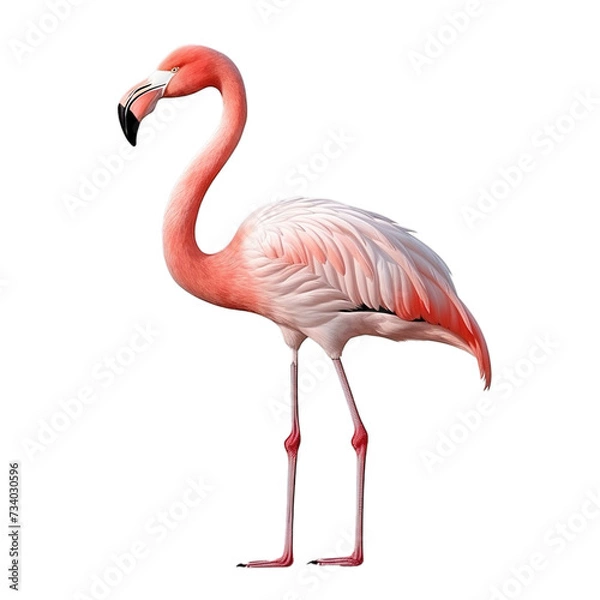Fototapeta A flamingo bird isolated on transparent background.