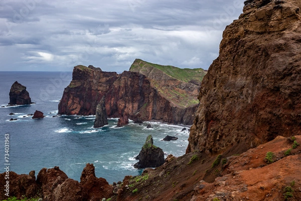 Fototapeta Rocky coast from viewpoint - Ponta do Rosto - Madeira, Portugal