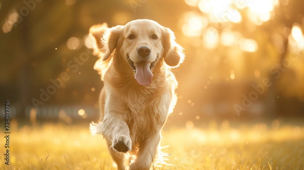 Obraz 犬が嬉しそうに走っている