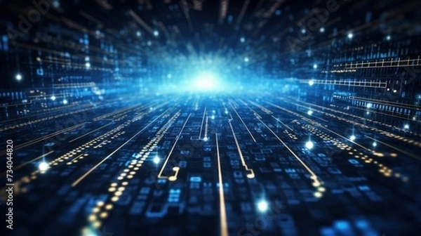 Fototapeta A string of numbers in the digital IT world