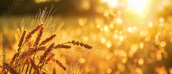 Fototapeta ripe wheat ears in the golden field