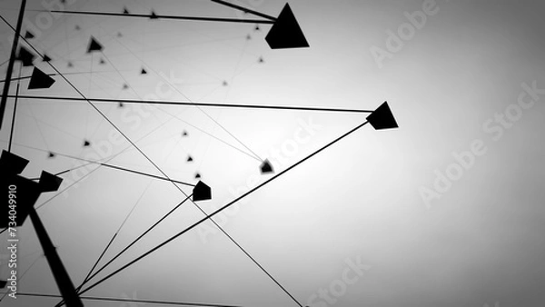 Fototapeta Black and white of a complex array of lines and triangles