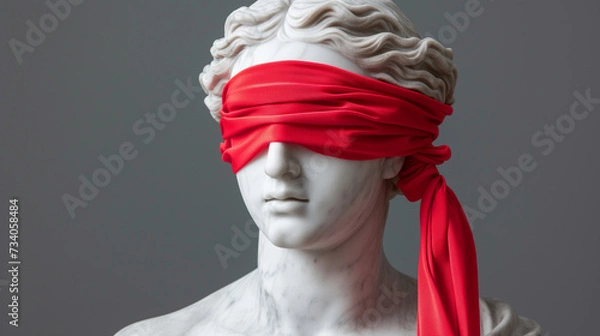 Obraz Blindfolded Statue with Red Cloth: A Metaphor for Justice or Ignorance