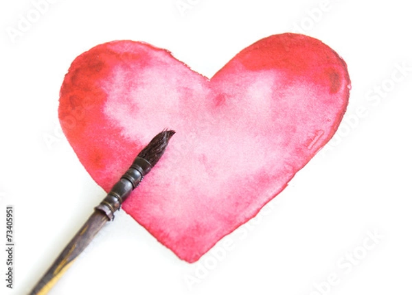 Obraz Red heart watercolor
