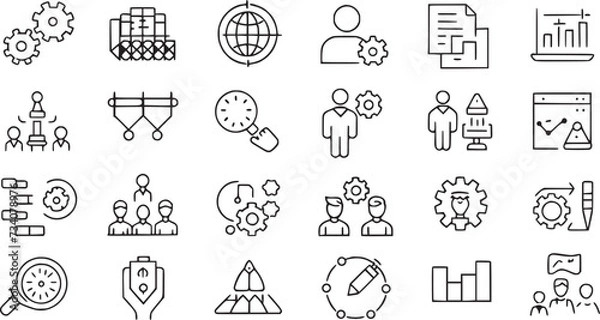 Fototapeta Digital project management icons set vector collection. 