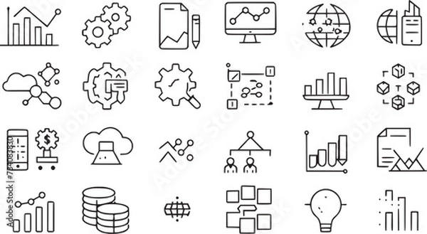 Fototapeta Data analytics icons set with vector collections. 
