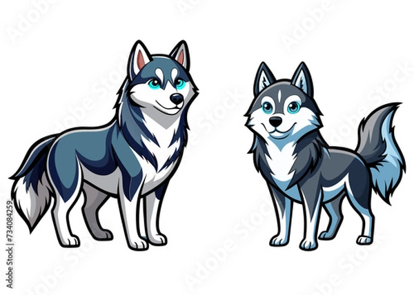 Obraz Huskey Dog Set vector isolated