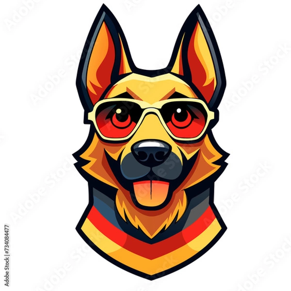 Obraz German shepherd dog wearing sunglass, vector isolated. 