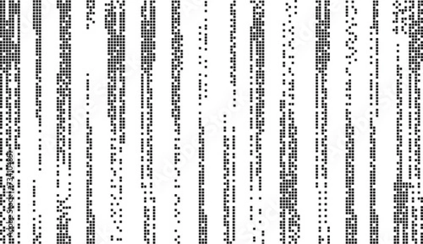 Fototapeta Abstract pixel art seamless background. Vertical monochrome stripes backdrop. Pixelated grunge texture effect. Loose data design. Horizontal composition.