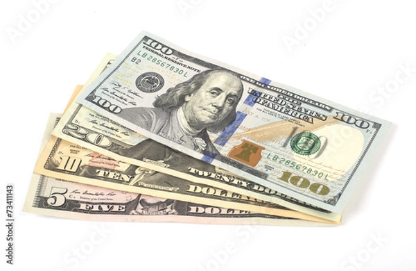 Obraz Dollar bills isolated on white