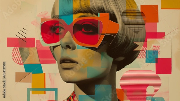 Obraz Retro-Inspired Artistic Collage: Vintage Style and Pop Art Blend