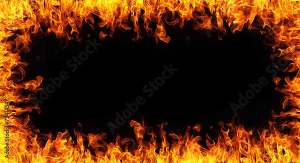 Fototapeta streszczenie rama ognia na czarnym tle